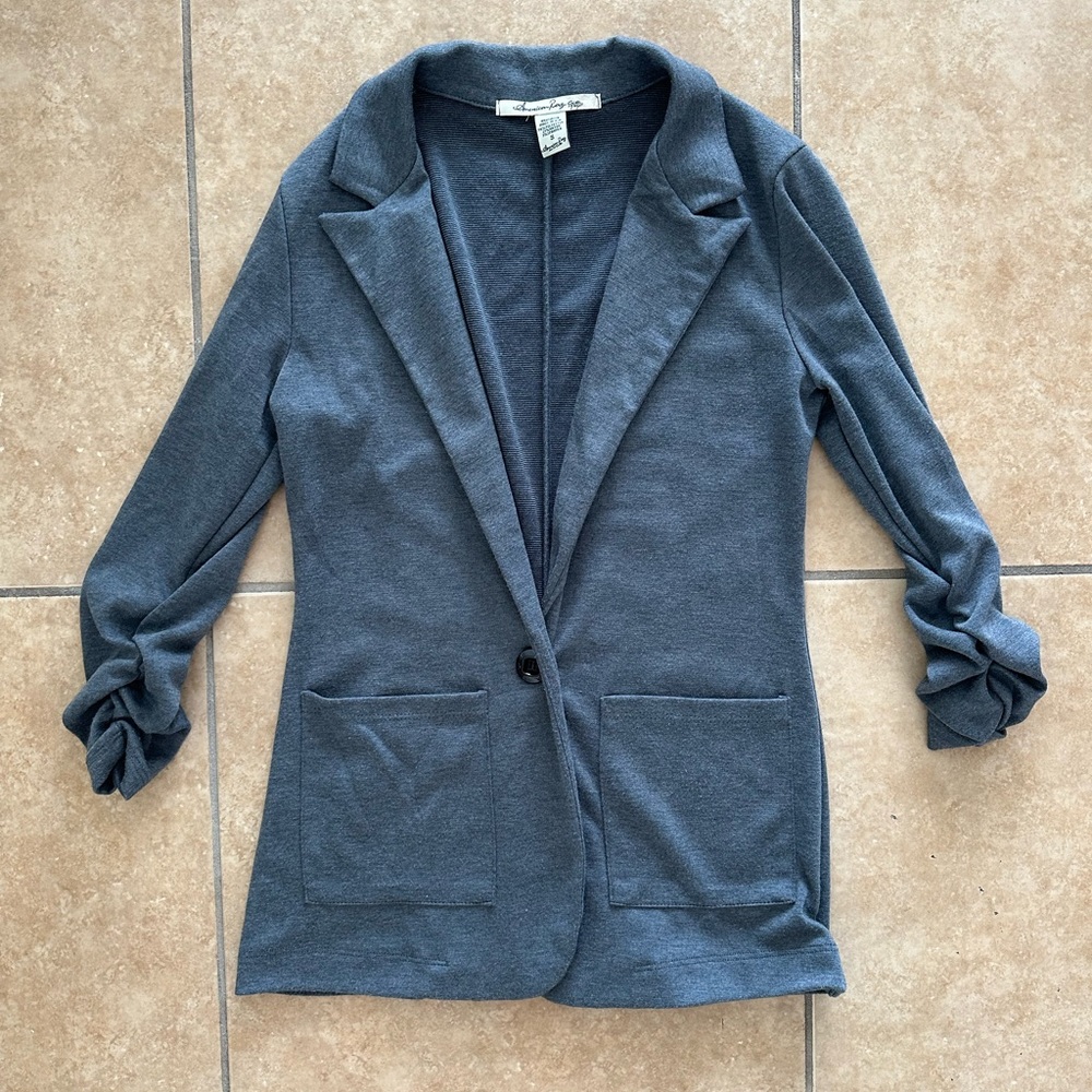 American Rag - Grey Soft Blazer with Ruched Sleeves